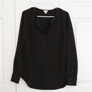 J. Crew black crepe henley tunic shirt